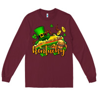 Burgundy St. Patrick's Kentucky map Long Sleeve Tee - OliviaCreatesArt