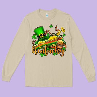 St. Patrick's Kentucky Map Long Sleeve Tee Designed By Oliviacreatesart