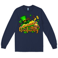 Navy St. Patrick's Kentucky map Long Sleeve Tee - OliviaCreatesArt