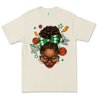 Bone Afro Messy Bun Basketball Green Bow Premium Tee - texasbilliewilder