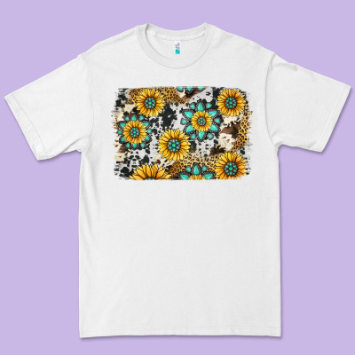 Gemstone Sunflower Cowhide Background Premium Tee Designed By Jasminsmagicworld