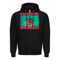 Black mexican guitar roses cactus sombrero Zipper Hoodie - Artiststas