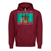 Burgundy mexican guitar roses cactus sombrero Zipper Hoodie - Artiststas