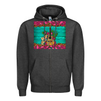 Charcoal Heather mexican guitar roses cactus sombrero Zipper Hoodie - Artiststas