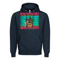 Navy mexican guitar roses cactus sombrero Zipper Hoodie - Artiststas