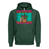 Sports Green mexican guitar roses cactus sombrero Zipper Hoodie - Artiststas