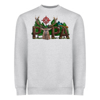 Heather Grey Western Papa Deer Hunting Heavyweight Sweatshirt - LillyAllenDesigns