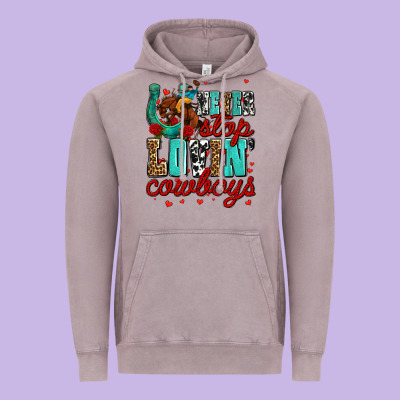 Never Stop Lovin Cowboys Olivia Vintage Hoodie Designed By Oliviacreatesart