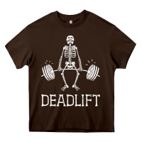 Chocolate Brown deadlift funny halloween skeleton weight lifting workout Heavy Core Tee - longCreatives