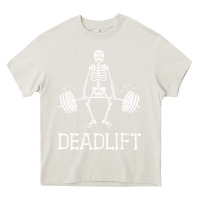 Cream deadlift funny halloween skeleton weight lifting workout Heavy Core Tee - longCreatives