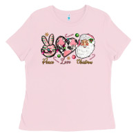 Bubblegum Pink Peace love pink Christmas Ladies Tee - NancyCooperArtShop