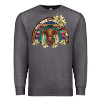 Charcoal Heather scottish calf rainbow Premium Sweatshirt - BarkalooDesign