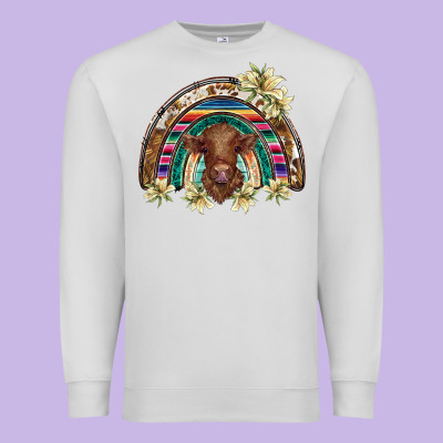 Scottish Calf Rainbow Premium Sweatshirt Designed By Barkaloodesign