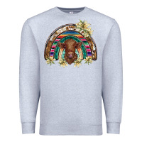Heather Grey scottish calf rainbow Premium Sweatshirt - BarkalooDesign