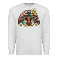 Oatmeal Heather scottish calf rainbow Premium Sweatshirt - BarkalooDesign