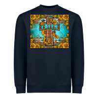 Navy Western Faith Cross Butterfly Heavyweight Sweatshirt - LillyAllenDesigns