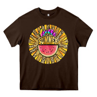 Chocolate Brown hello summer Heavy Core Tee - JahusDesignShop