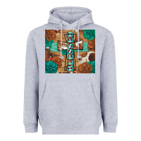 Heather Grey blessed cross Heavyweight Hoodie - BarkalooDesign