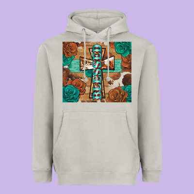 Blessed Cross Heavyweight Hoodie Designed By Barkaloodesign