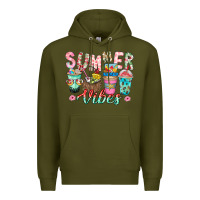 Army Green Summer Vibes Premium Hoodie - CowhideDigitalArt