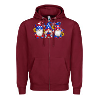 Burgundy american flag gnomes sunflowers star Zipper Hoodie - Artiststas