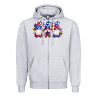 Heather Grey american flag gnomes sunflowers star Zipper Hoodie - Artiststas