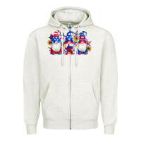 Oatmeal Heather american flag gnomes sunflowers star Zipper Hoodie - Artiststas