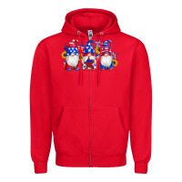 Red american flag gnomes sunflowers star Zipper Hoodie - Artiststas