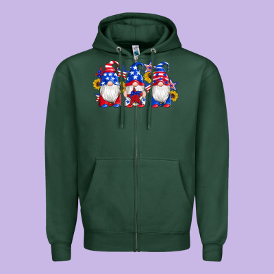 American Flag Gnomes Sunflowers Star Zipper Hoodie Designed By Artiststas