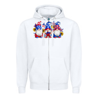 White american flag gnomes sunflowers star Zipper Hoodie - Artiststas