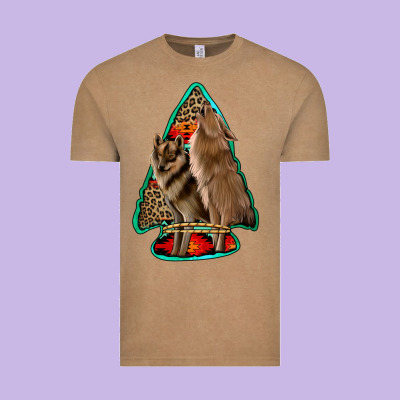 Howling Wolves Arrowhead Vintage Tee Designed By Jasminsmagicworld
