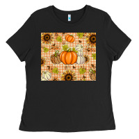 Black Fall Pumpkins and Sunflowers with Leopard Ladies Tee - texasbilliewilder