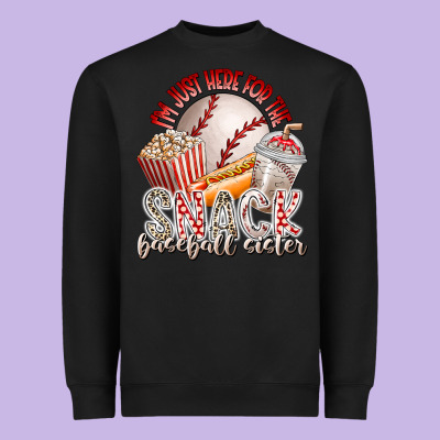 I Am Just Here For The Snack Baseball Sister Heavyweight Sweatshirt Designed By Racoondesign