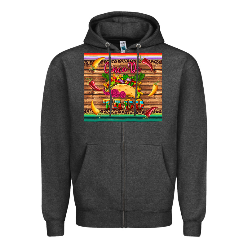 Cinco De Taco Paper Serape Leopard Wooden Zipper Hoodie by Artiststas | Teevron