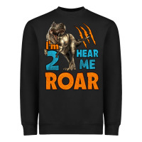 Black i'm two hear me roar dinosaur birthday Heavyweight Sweatshirt - LillyAllenDesigns