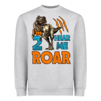 Heather Grey i'm two hear me roar dinosaur birthday Heavyweight Sweatshirt - LillyAllenDesigns