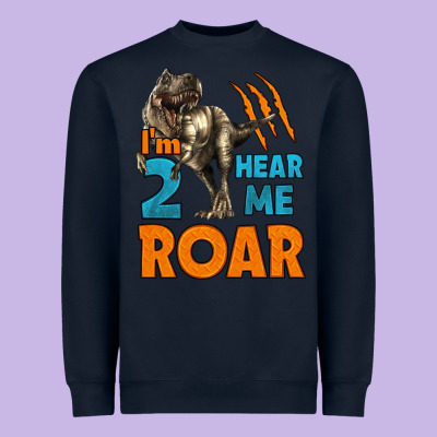 I'm Two Hear Me Roar Dinosaur Birthday Heavyweight Sweatshirt Designed By Lillyallendesigns