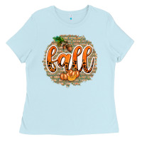 Baby Blue Fall with Background Ladies Tee - texasbilliewilder