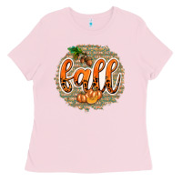 Bubblegum Pink Fall with Background Ladies Tee - texasbilliewilder