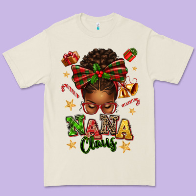 Nana Claus Afro Messy Bun Premium Tee Designed By Texasbilliewilder