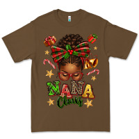 Cacao Nana Claus Afro Messy Bun Premium Tee - texasbilliewilder