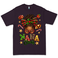 Plum Nana Claus Afro Messy Bun Premium Tee - texasbilliewilder