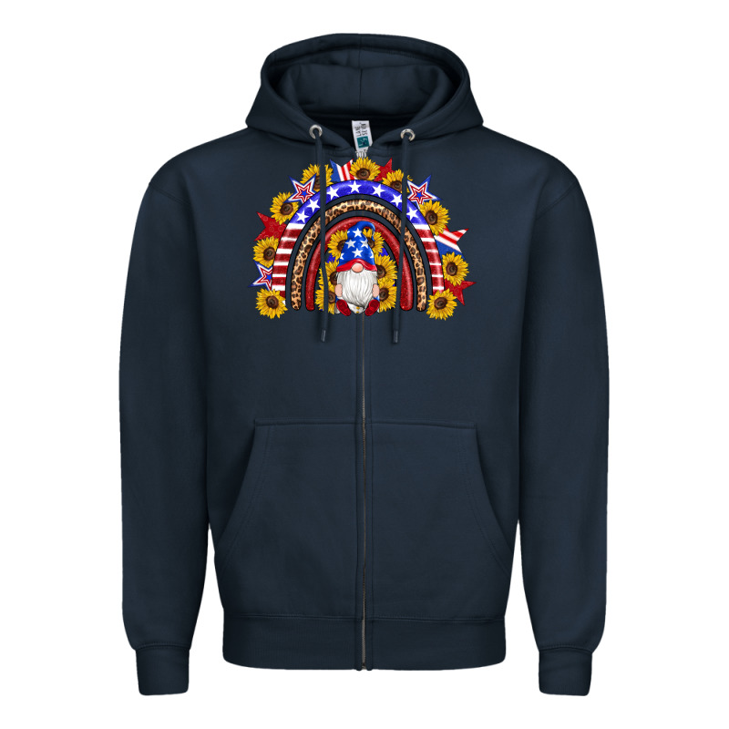 American Flag Gnomes Sunflowers Rainbow Zipper Hoodie by Artiststas | Teevron
