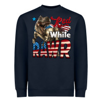 Navy Red White Rawr Dinosaur T-Rex Heavyweight Sweatshirt - LillyAllenDesigns
