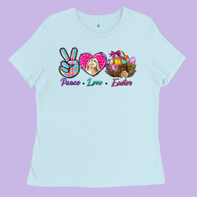 Peace Love Easter Ladies Tee Designed By Nancycooperartshop