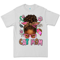 Dove Grey Afro Messy Bun Cat Mom Premium Tee - texasbilliewilder