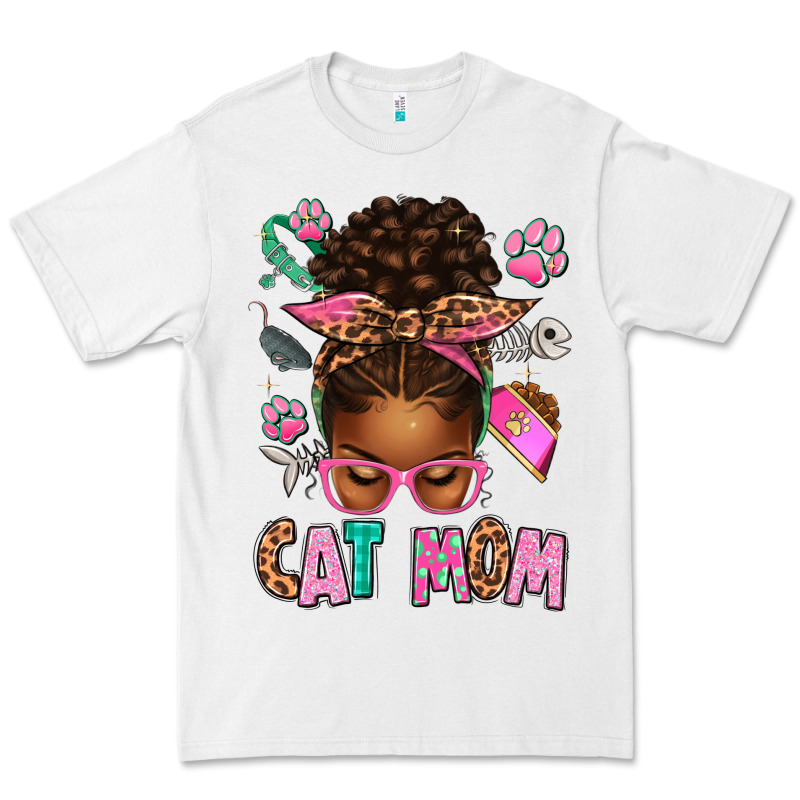 Afro Messy Bun Cat Mom Premium Tee by texasbilliewilder | Teevron