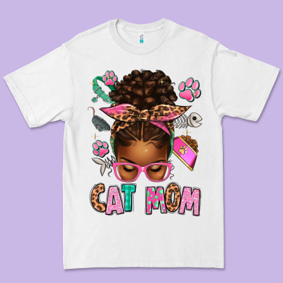 Afro Messy Bun Cat Mom Premium Tee Designed By Texasbilliewilder