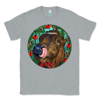 Heather Grey Longhorn Cow Christmas Classic Tee - RanaPortraitStore