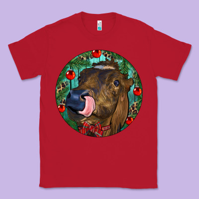 Longhorn Cow Christmas Classic Tee Designed By Ranaportraitstore
